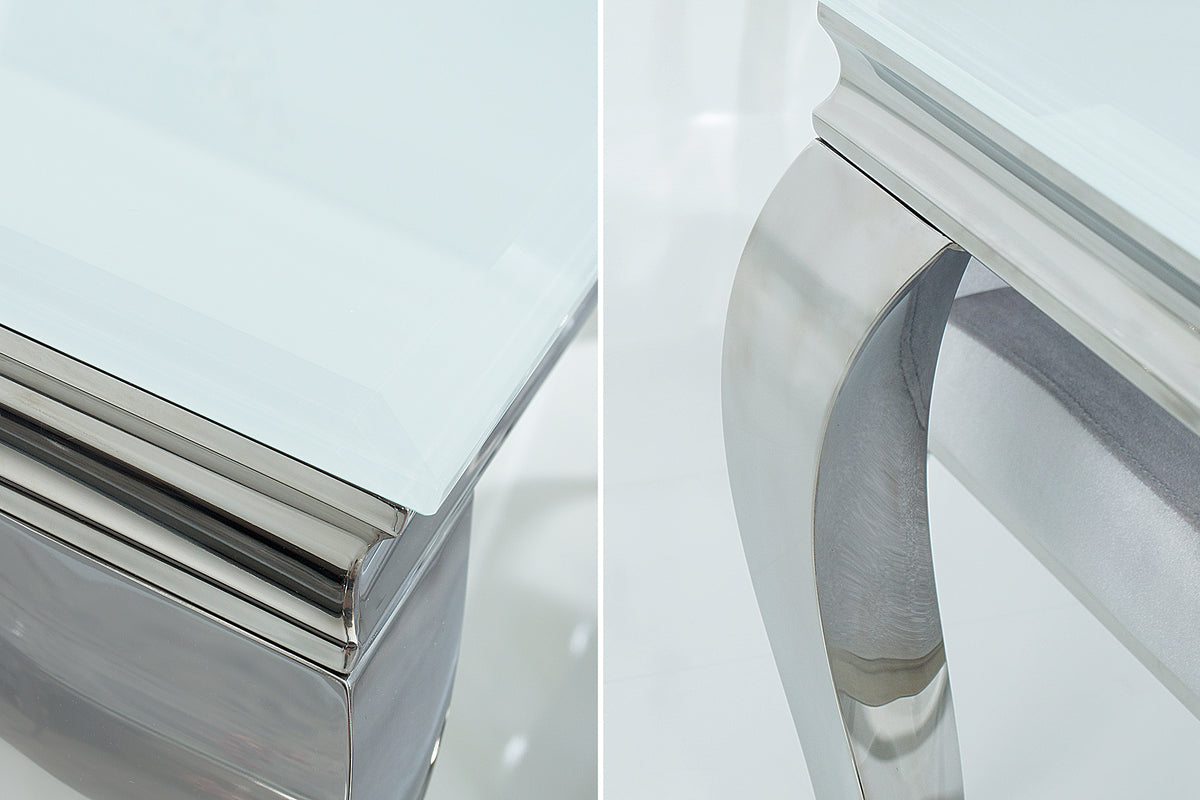 MODERN BAROQUE Elegant design dining table 200cm white stainless steel opal glass table top