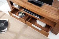 MAKASSAR Solid TV board 130cm Sheesham lowboard two drawers