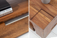 MAKASSAR Solid TV board 130cm Sheesham lowboard two drawers