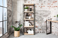 FACTORY Massives Industrial Bücherregal 180cm Akazie weiß gekälkt