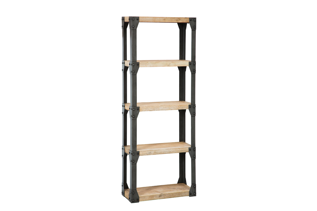 FACTORY Massives Industrial Bücherregal 180cm Akazie weiß gekälkt
