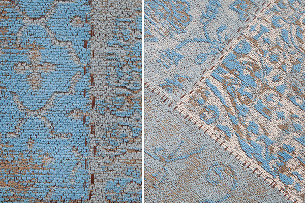 MARRAKESCH Orientalischer Patchwork Teppich 240x160cm hellblau Baumwolle