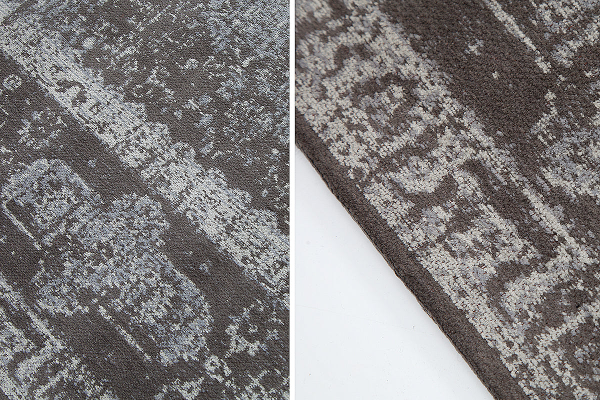 PURE UNIQUE Orientalischer Baumwoll-Teppich 240x160cm hellgrau geometrische Muster