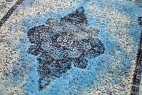 PURE UNIQUE Orientalischer Baumwoll-Teppich 240x160cm blau geometrische Muster