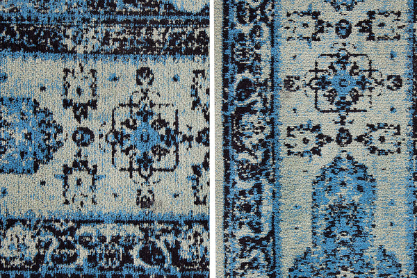 PURE UNIQUE Orientalischer Baumwoll-Teppich 240x160cm blau geometrische Muster
