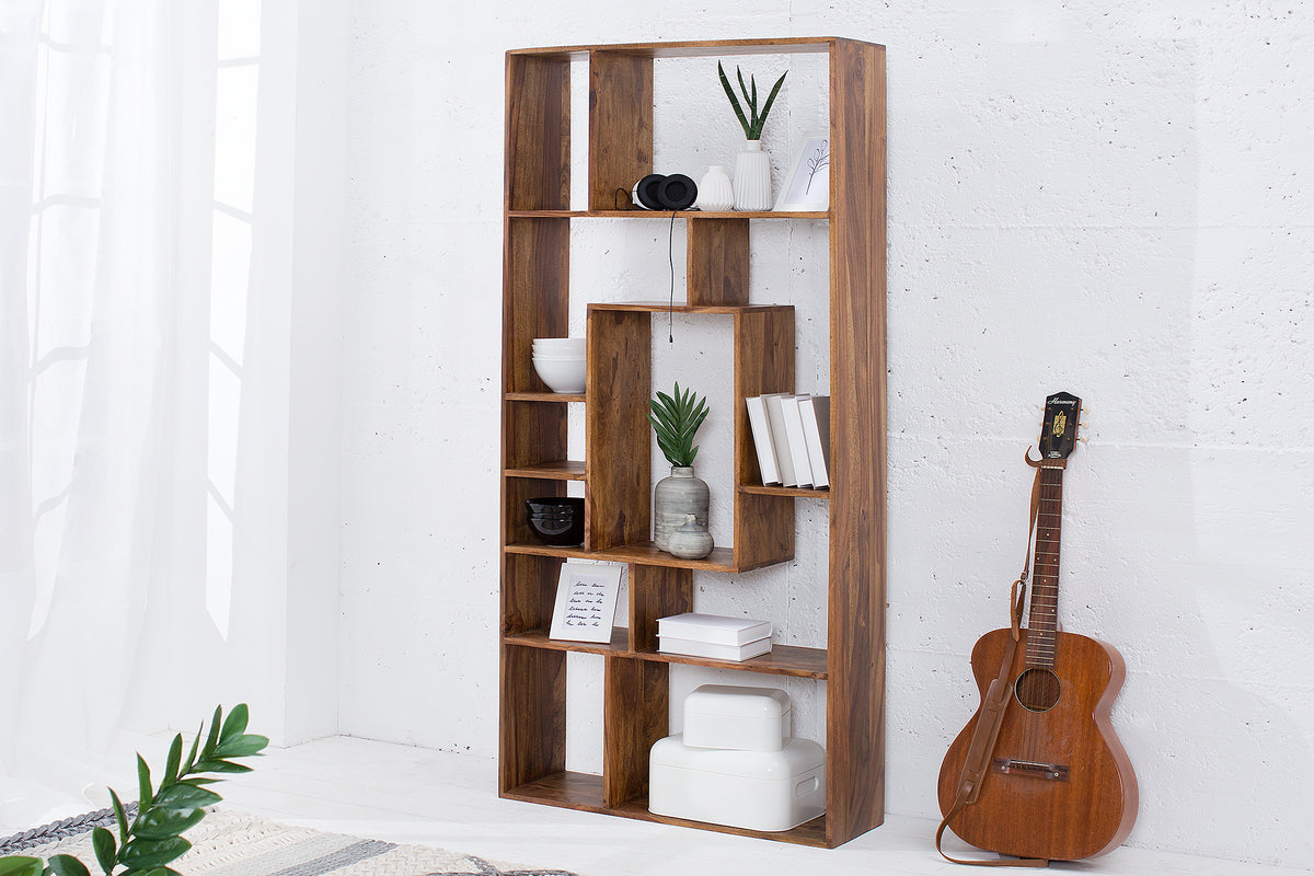 CUBUS Massives Bücherregal Sheesham 180cm einzigartige Maserung