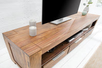 MAKASSAR Solid TV board 170cm Sheesham stone finish lowboard with three drawers