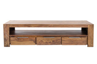 MAKASSAR Solid TV board 170cm Sheesham stone finish lowboard with three drawers