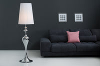Edle Design Stehlampe LUCIE 160cm silber weiß Barock Stil Stehleuchte