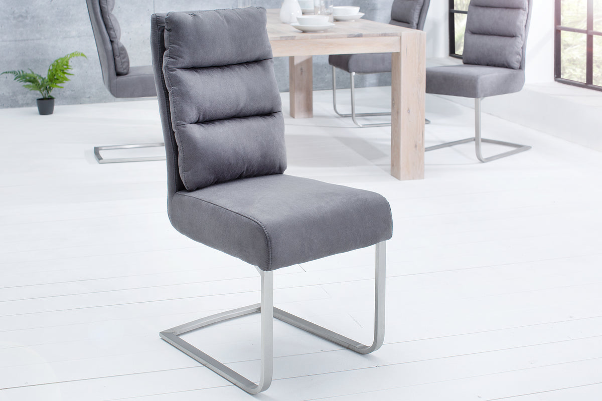 COMFORT Design Freischwinger Stuhl mit Edelstahl-Gestell