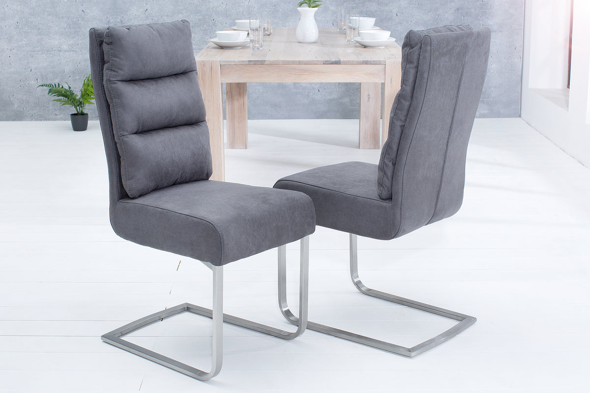 COMFORT Design Freischwinger Stuhl mit Edelstahl-Gestell
