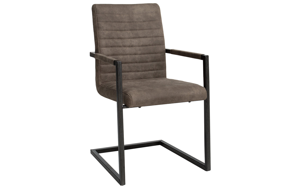 Stuhl LOFT Industrial Freischwinger taupe grau mit Armlehne Eisengestell
