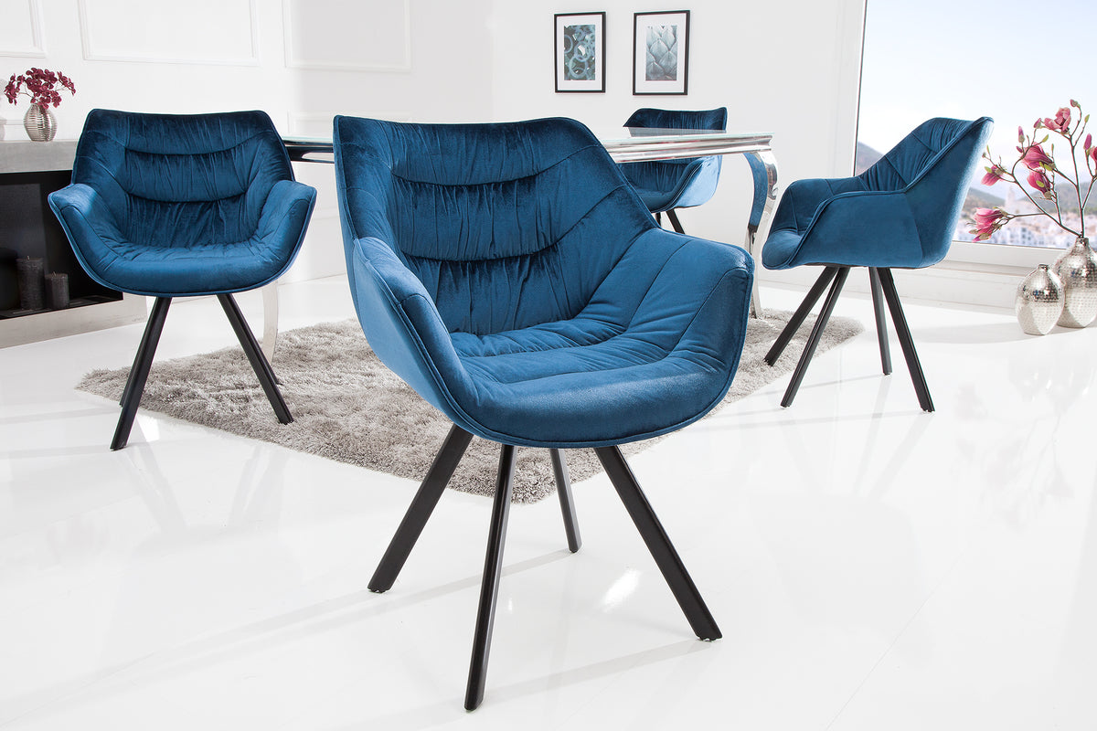 THE DUTCH COMFORT design chair velvet retro style with armrests
