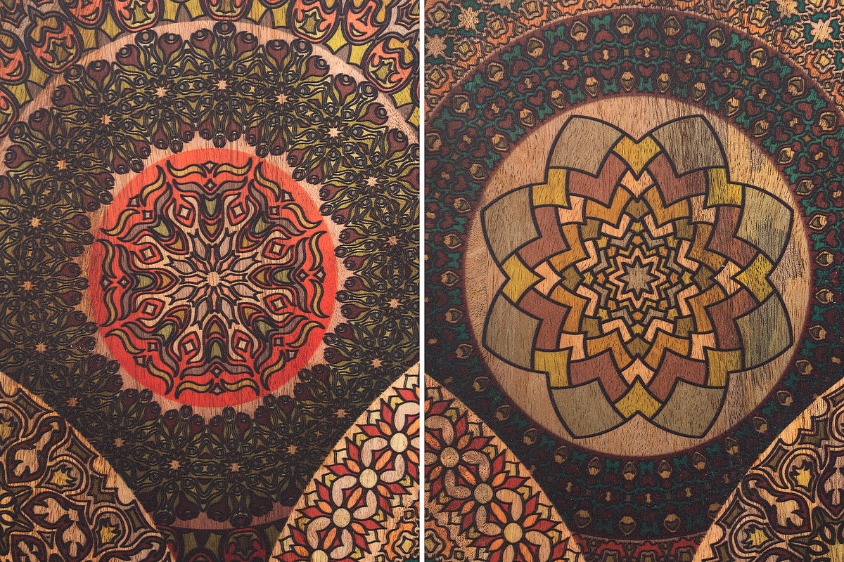 MANDALA Massives Sideboard 160cm Mangoholz mit Schiebetüren