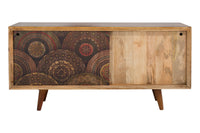 MANDALA Massives Sideboard 160cm Mangoholz mit Schiebetüren