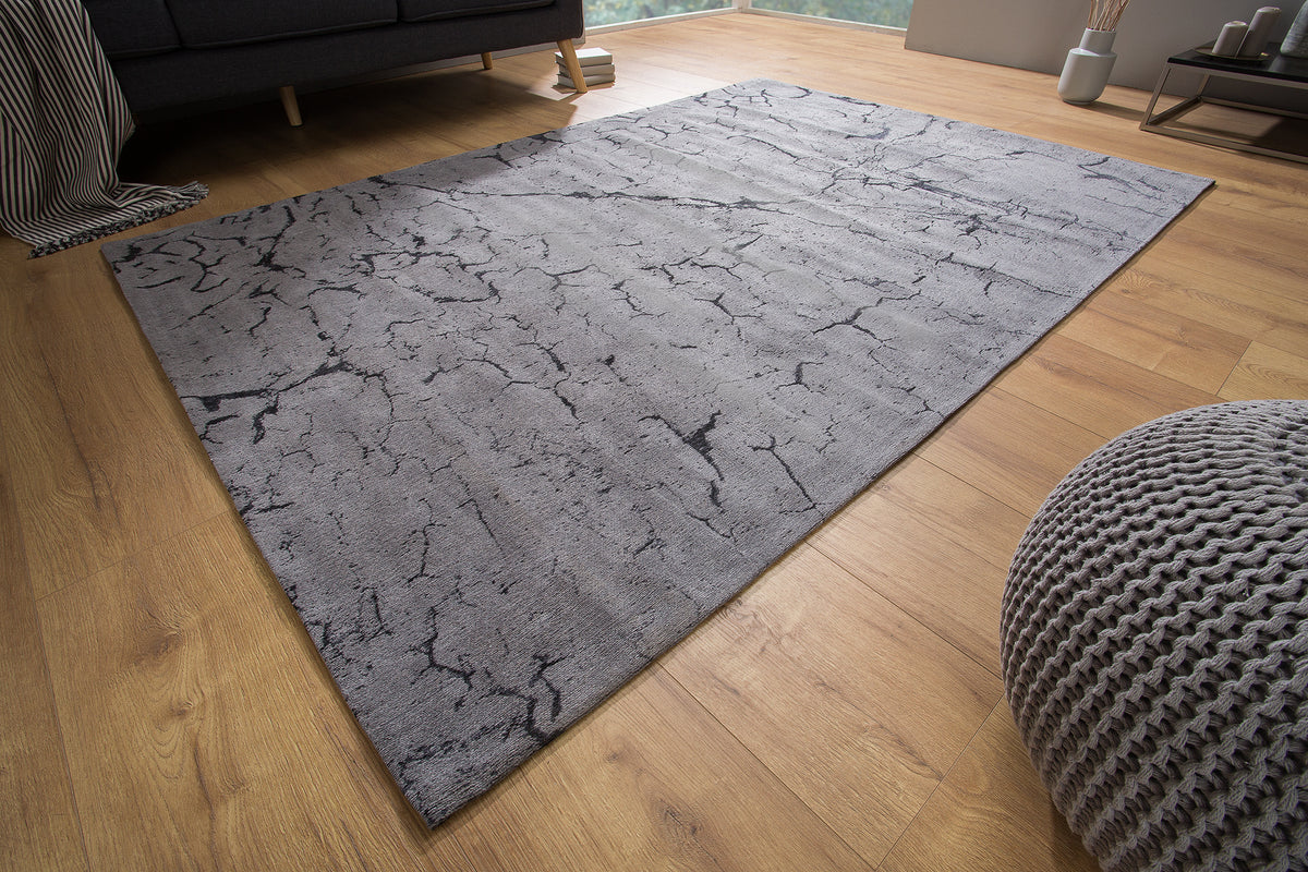 FIRE & EARTH Design Teppich 240x160cm grau Baumwolle
