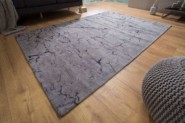 FIRE & EARTH Design Teppich 240x160cm grau Baumwolle