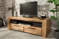 IRON CRAFT Solid TV board 130cm mango wood lowboard 2 drawers
