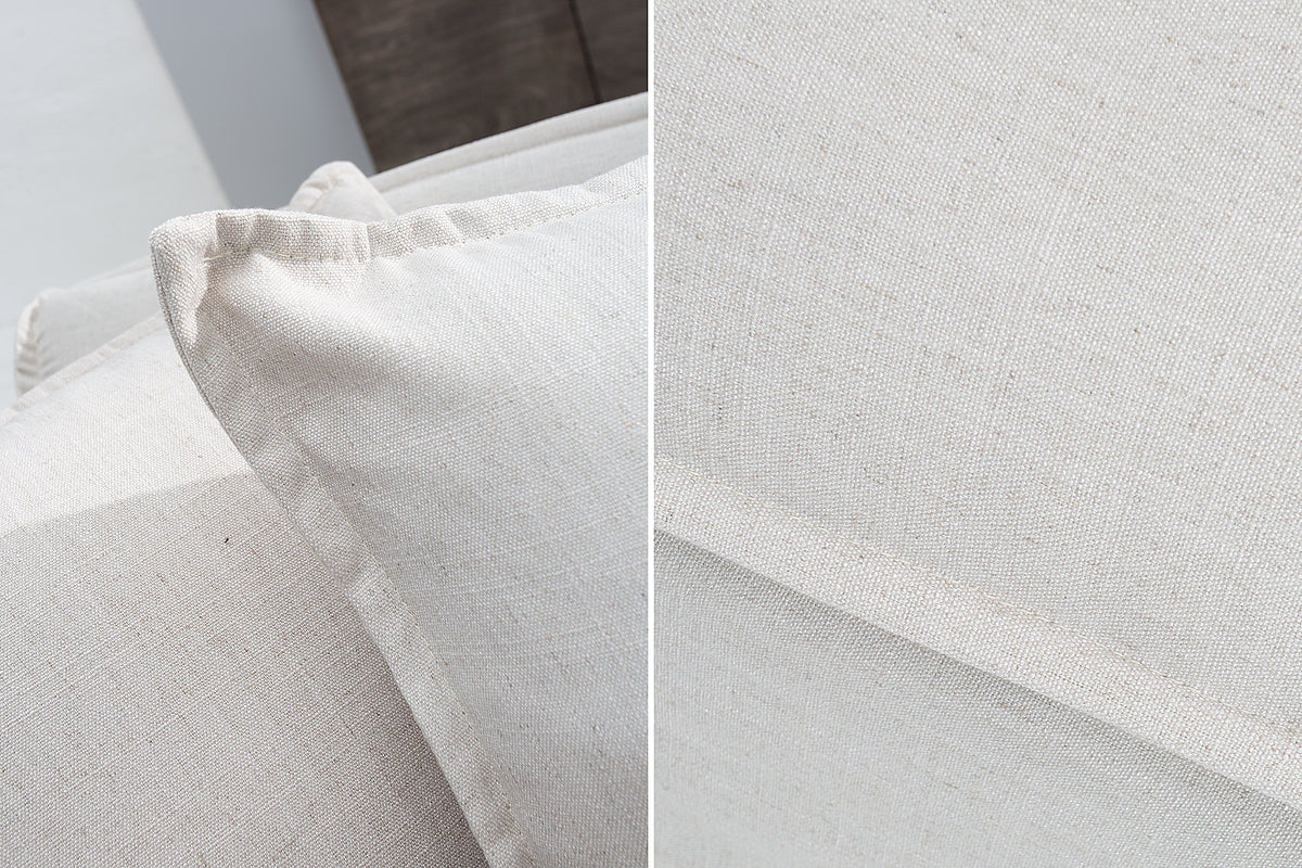 HEAVEN Großes Ecksofa 255cm grau Leinenstoff inkl. Kissen Landhausstil