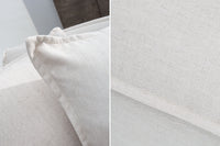 HEAVEN Großes Ecksofa 255cm grau Leinenstoff inkl. Kissen Landhausstil