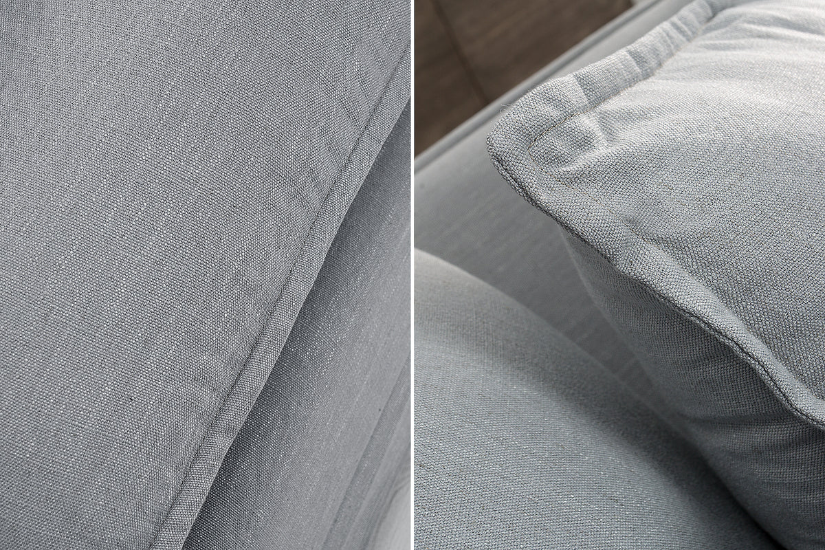 HEAVEN Großes Ecksofa 255cm grau Leinenstoff inkl. Kissen Landhausstil