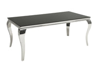Eleganter Design Esstisch MODERN BAROCK 180cm schwarz Edelstahl Opalglas Tischplatte