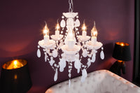 Eleganter Kronleuchter DIAMONDS S 40cm weiß Acryl 5-armig Barock Design