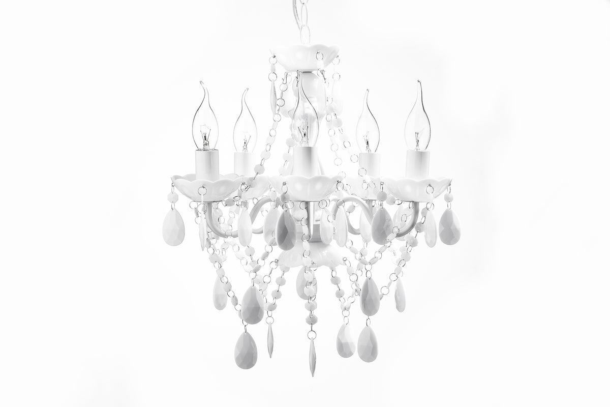 Eleganter Kronleuchter DIAMONDS S 40cm weiß Acryl 5-armig Barock Design