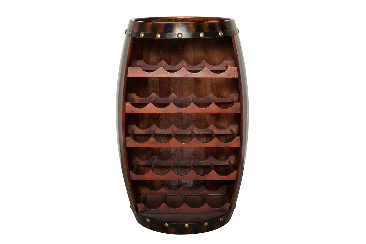 BODEGA Massives Weinregal 80cm coffee braun Pinie Fass-Bartisch für 23 Flaschen