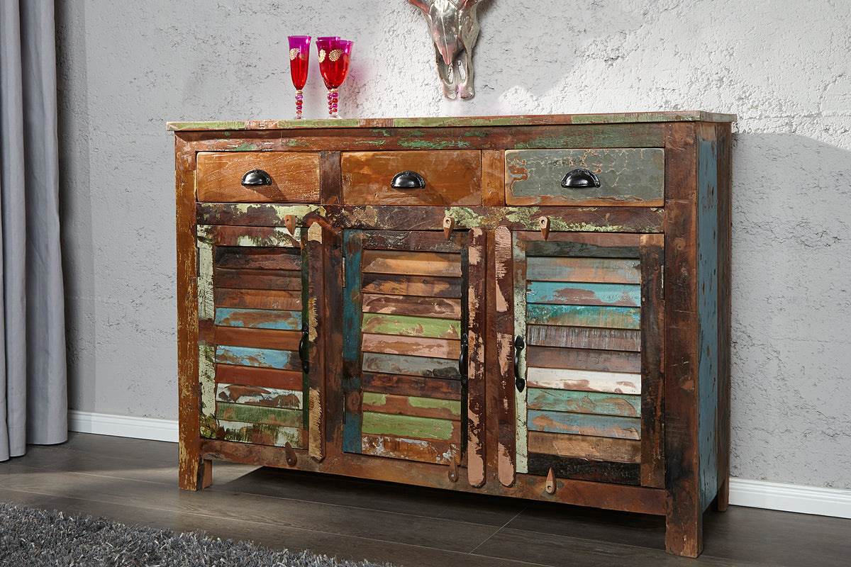 JAKARTA Unique sideboard 125cm recycled solid wood from fishing boats