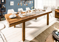 PURE solid wood dining table 160-240cm natural Sheesham stone finish with extension plates