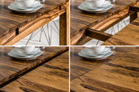 PURE solid wood dining table 160-240cm natural Sheesham stone finish with extension plates