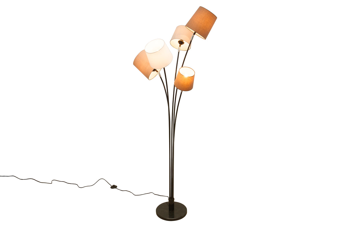 LEVELS Design Stehlampe 176cm weiß beige braun mit 5 Leinenschirmen