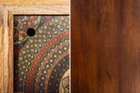 MANDALA Massives Sideboard 160cm Mangoholz bunt mit Schiebetüren