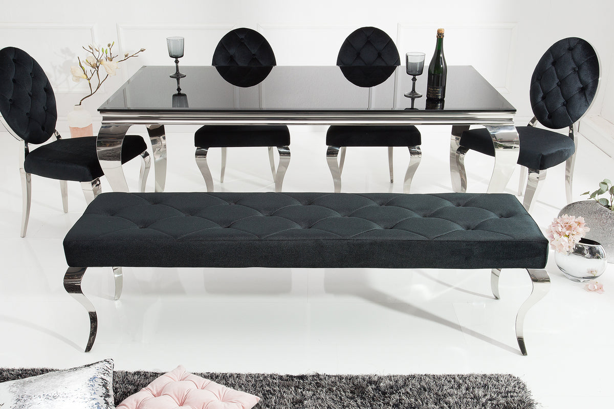 Elegante Sitzbank MODERN BAROCK 172cm Samt Edelstahl