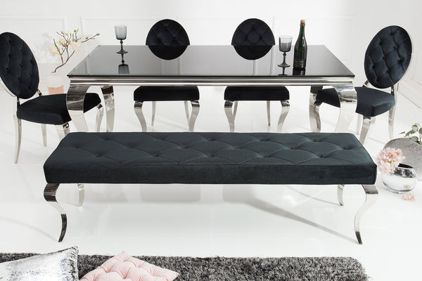 Elegante Sitzbank MODERN BAROCK 172cm Samt Edelstahl