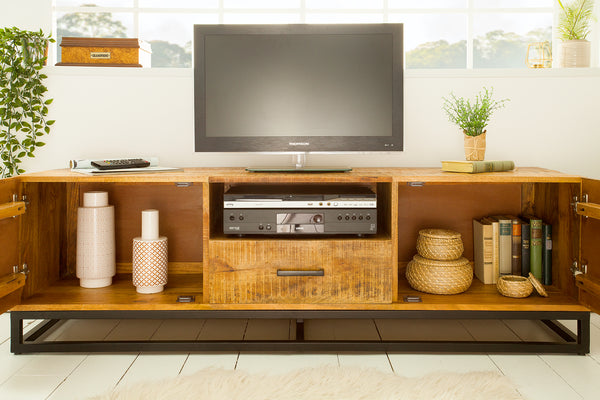 INFINITY HOME Solid TV board 160cm mango wood industrial design