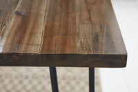SCORPION solid wood dining table brown acacia black metal legs hairpin legs retro