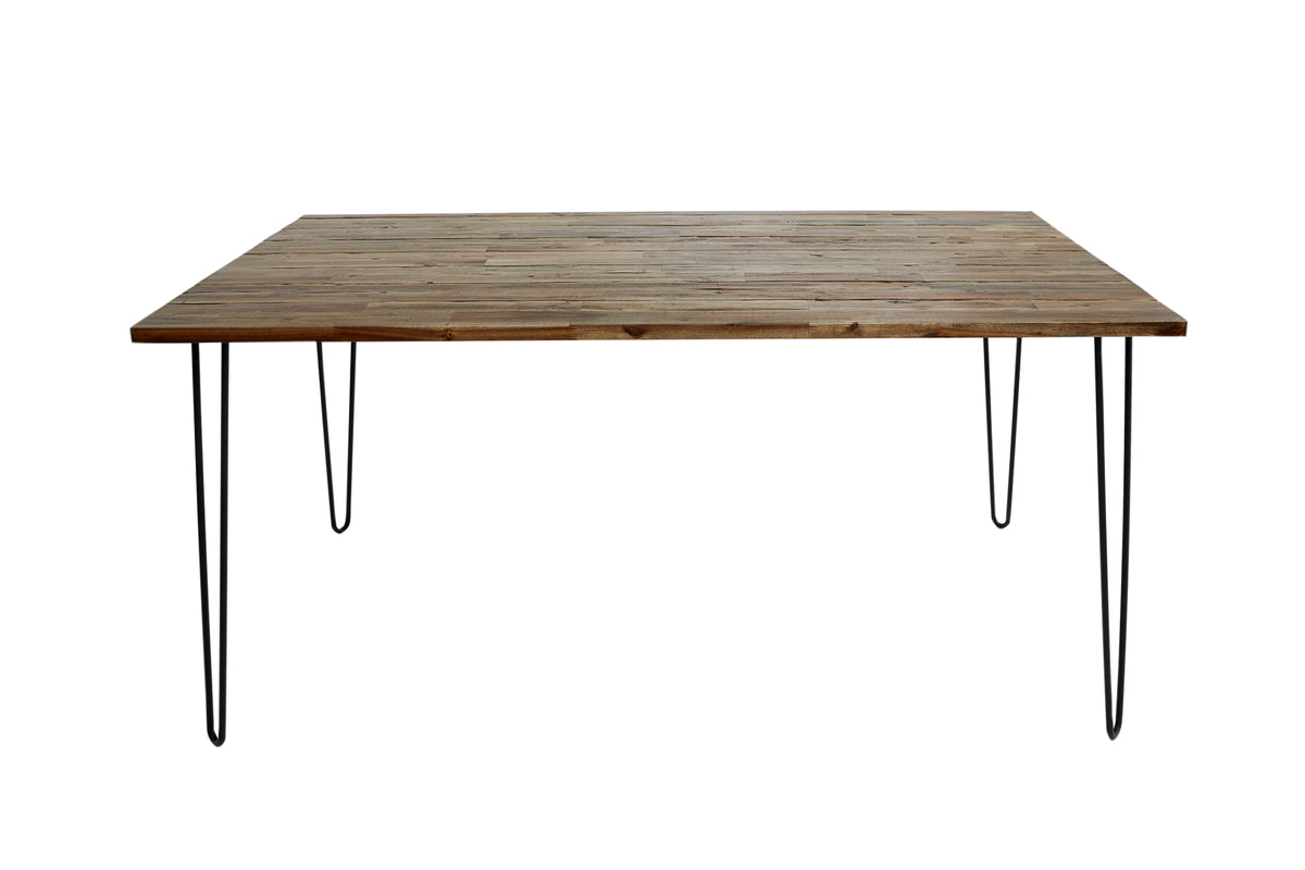 SCORPION solid wood dining table brown acacia black metal legs hairpin legs retro