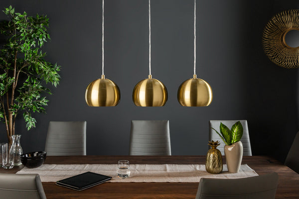 GOLDEN BALL Modern 3-piece gold hanging lamp height-adjustable