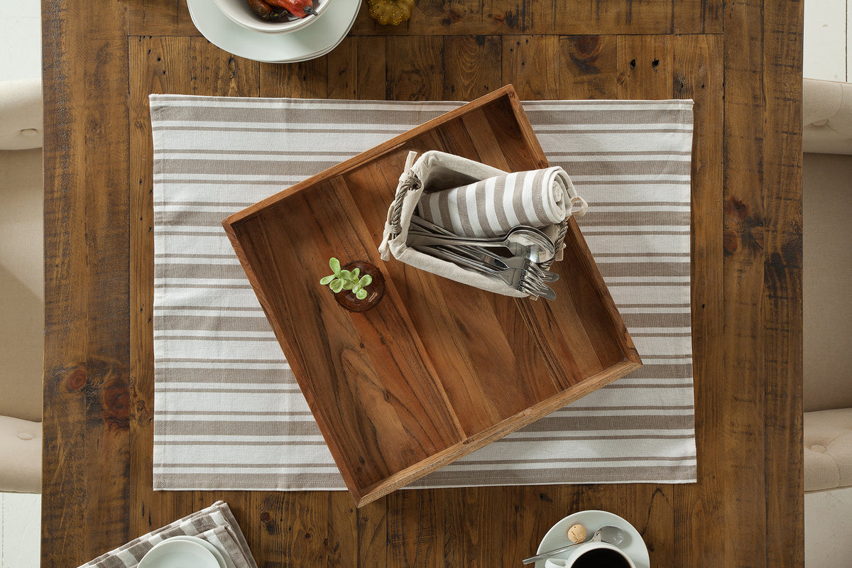 Elegantes Servier Tablett CIANO 40x40cm Akazie Massivholz mit Griffen