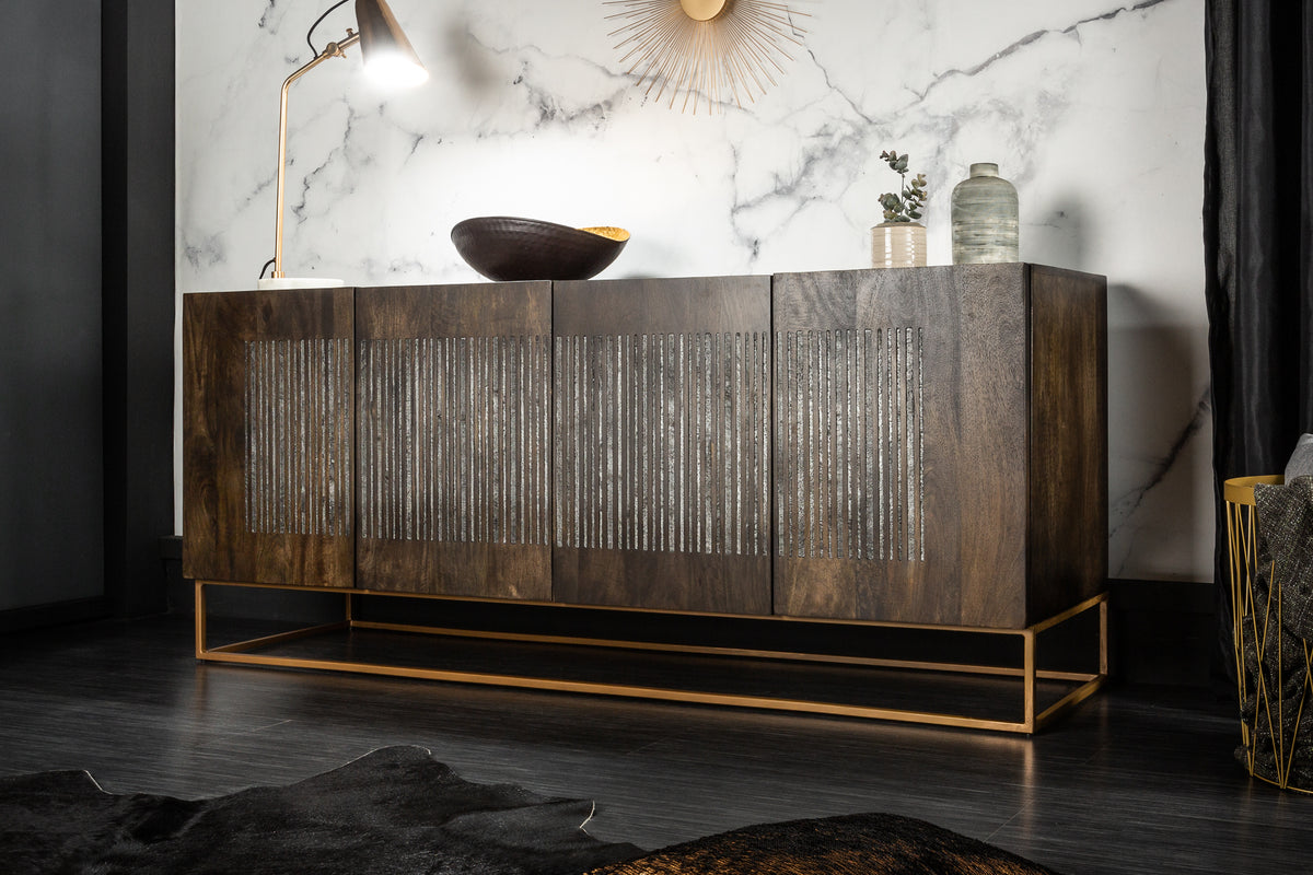 ONYX solid sideboard 177cm mango wood with agate stone trim