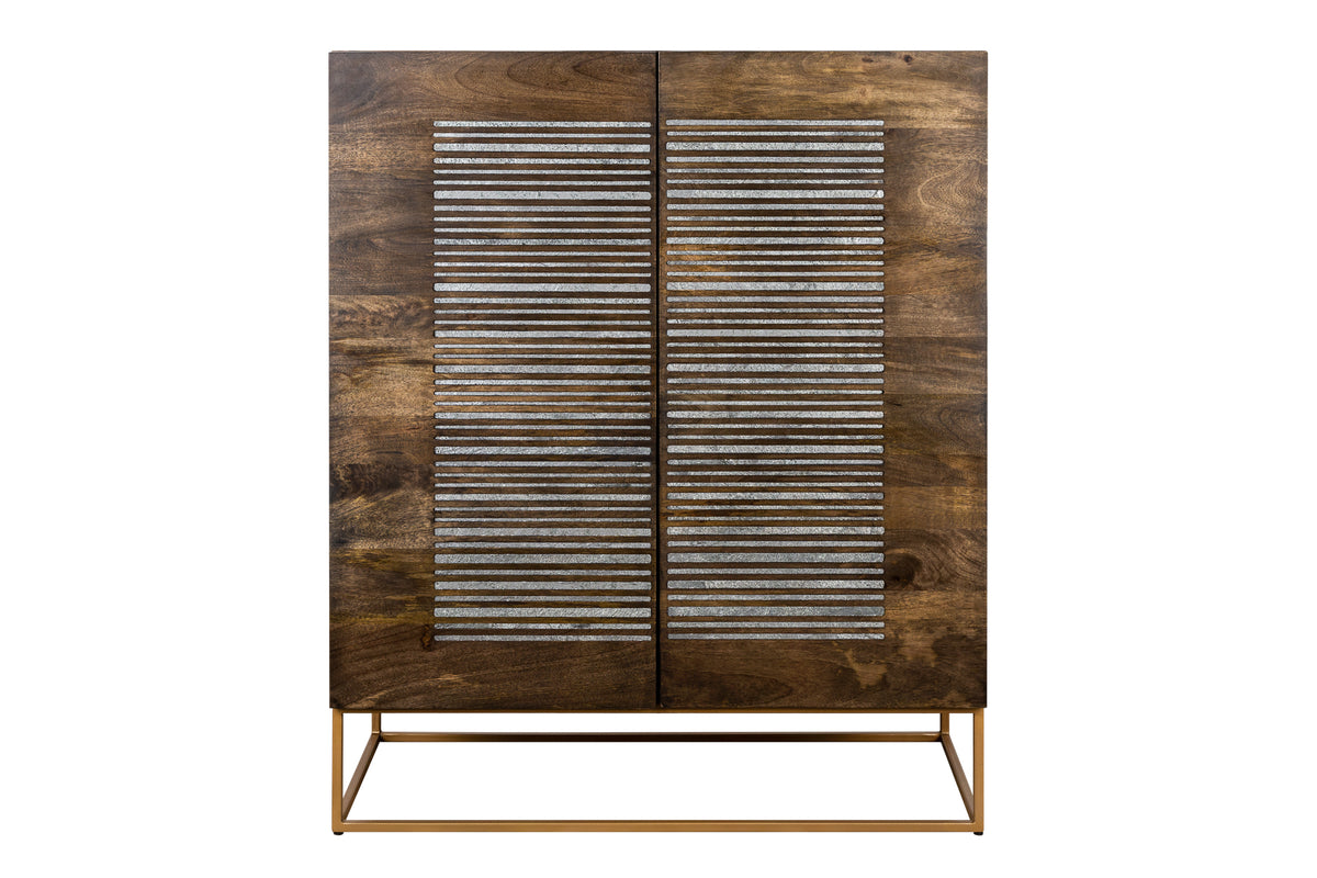 ONYX solid highboard 120cm mango wood with agate stone trim