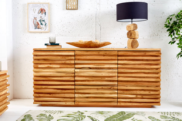 RELIEF Solid sideboard 160cm acacia wood with elaborate front