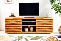 RELIEF Solid TV lowboard 150cm acacia wood with elaborate front