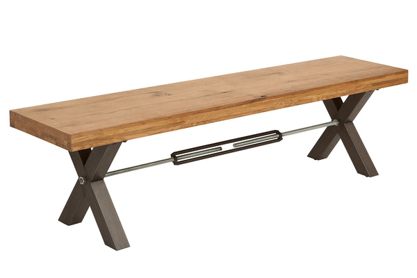 Massive Sitzbank THOR 180cm Wild Eiche geölt im Industrial Design
