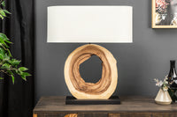 Einzigartige Tischlampe ORGANIC ARTWORK 65cm natur creme weiß Regenbaum mit Leinenschirm