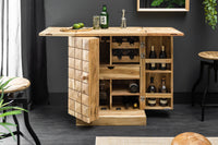 MOSAICO Handcrafted bar cabinet 130cm solid acacia wood 3D effect
