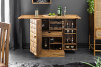 MOSAICO Handcrafted bar cabinet 130cm Sheesham wood stone finish 3D effect