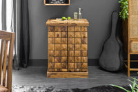 MOSAICO Handcrafted bar cabinet 130cm Sheesham wood stone finish 3D effect